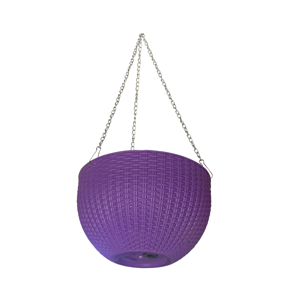 Premium Hanging Pots for elegant touch for your balconies, gardens and houses, available in (Pink, Purple, Blue) metallic chain