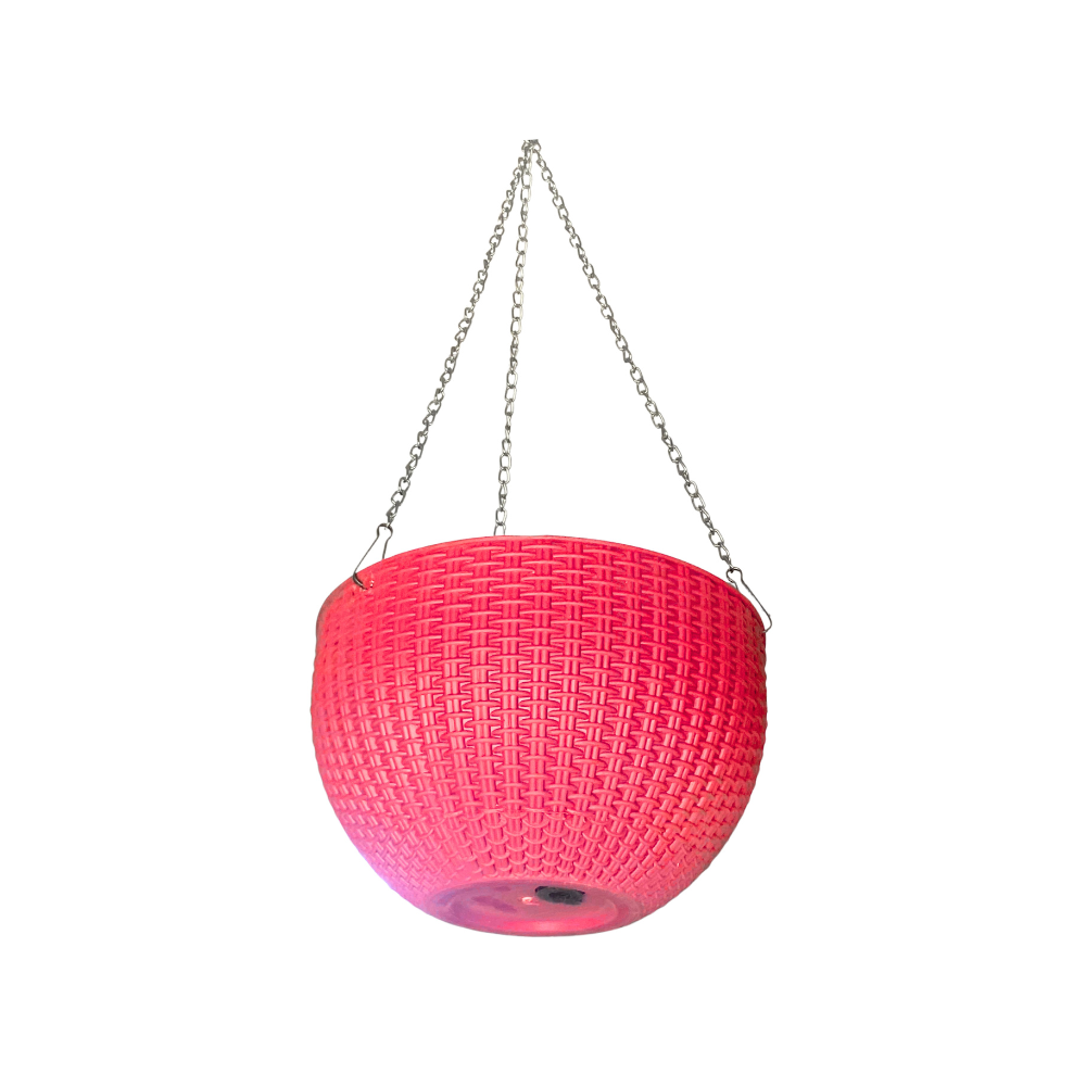 Premium Hanging Pots for elegant touch for your balconies, gardens and houses, available in (Pink, Purple, Blue) metallic chain