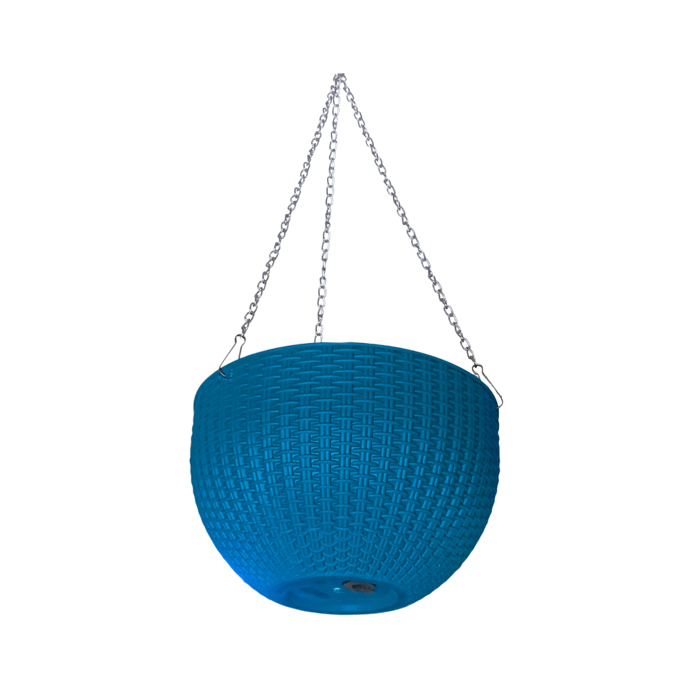 Premium Hanging Pots for elegant touch for your balconies, gardens and houses, available in (Pink, Purple, Blue) metallic chain