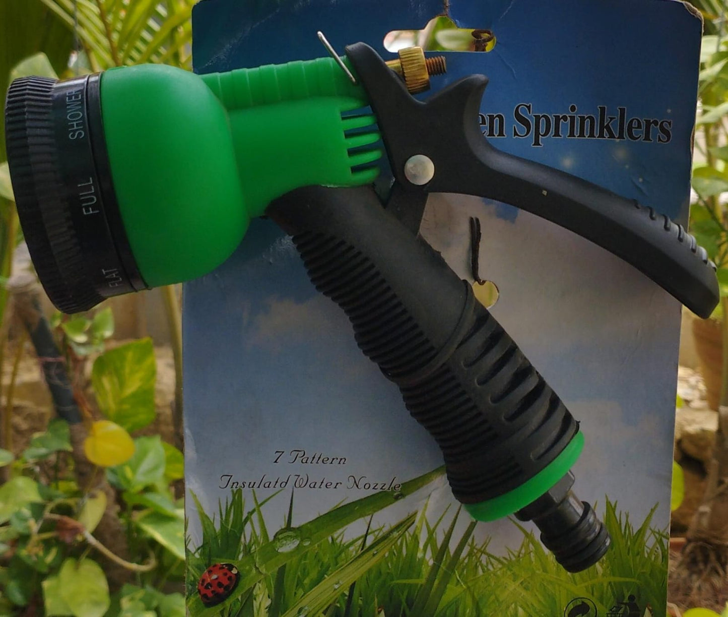 Portable High-Pressure Garden Hose Nozzle – 8 Spray Patterns, Thumb Control On/Off, Ideal for Car Wash & Garden Watering